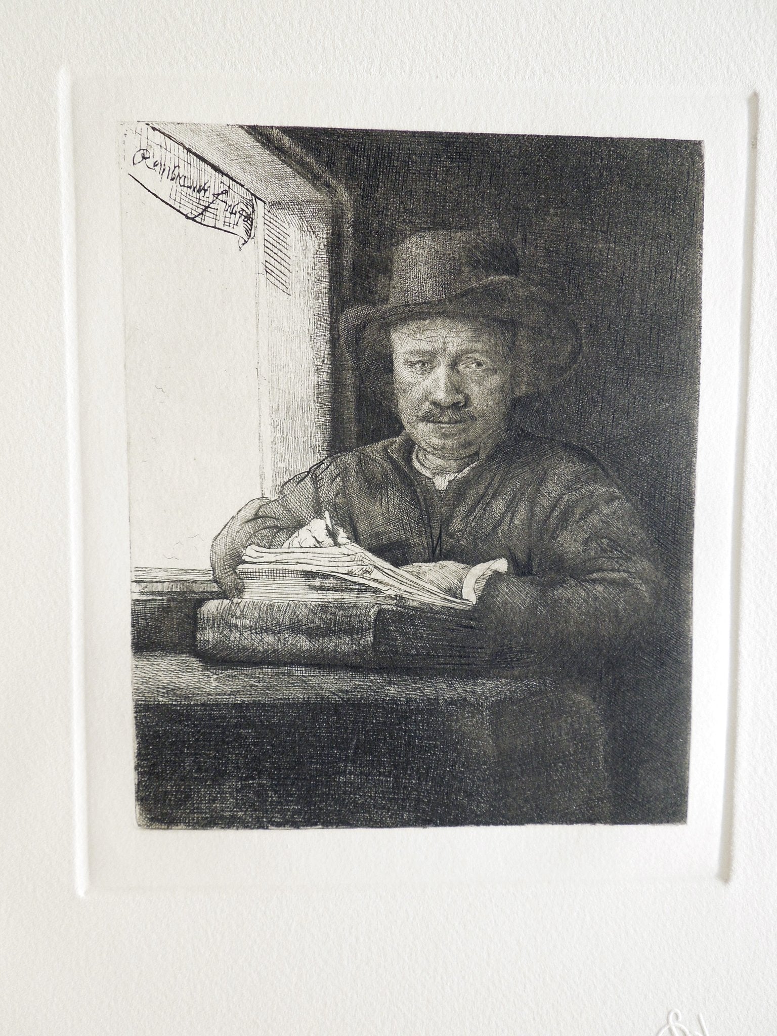 (After) Self Portrait Drawing At Window Etching