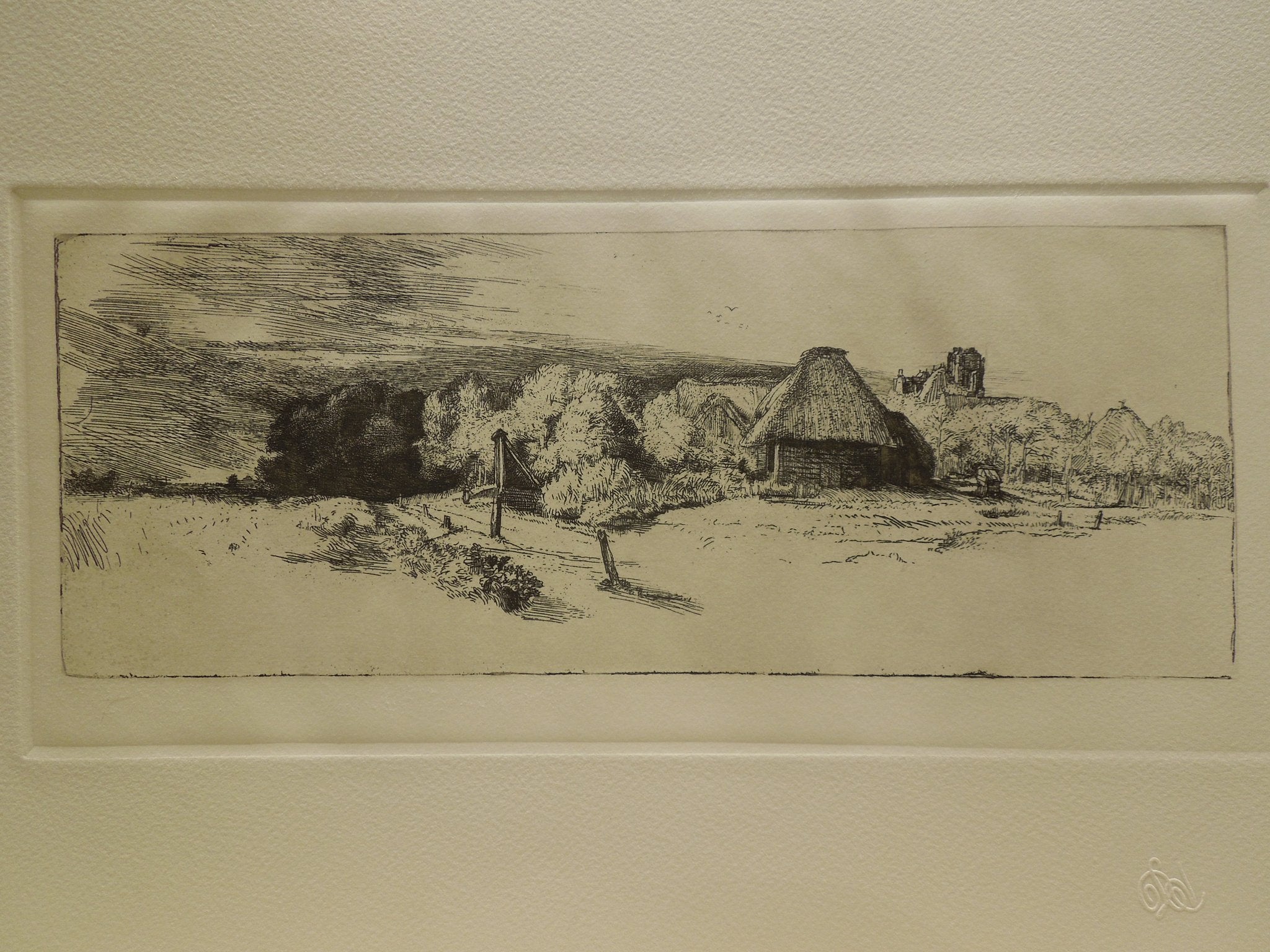 Rembrandt Landscape With Trees Farm Building & Tower Etching By Amand Durand