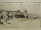 Rembrandt Landscape With Trees Farm Building & Tower Etching By Amand Durand