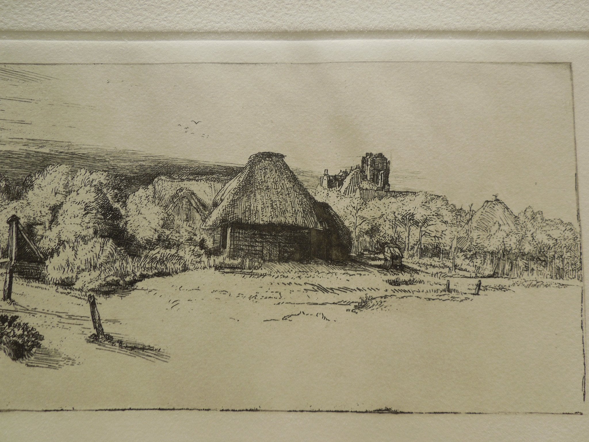 Rembrandt Landscape With Trees Farm Building & Tower Etching By Amand Durand