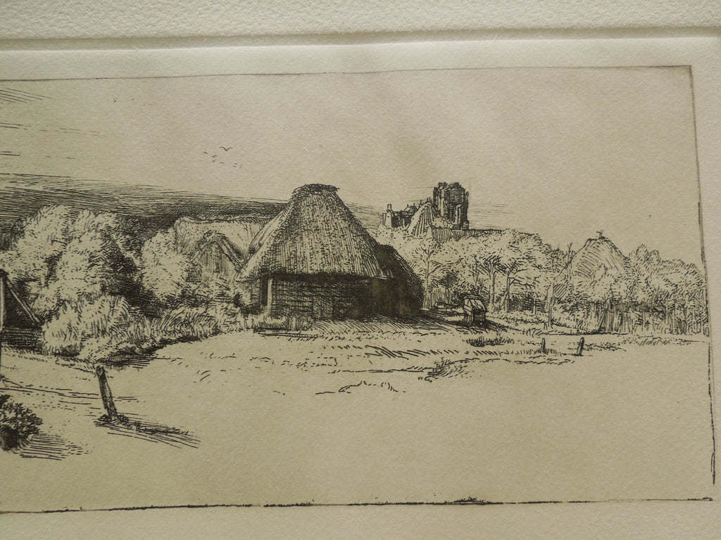 Rembrandt Landscape With Trees Farm Building & Tower Etching By Amand Durand