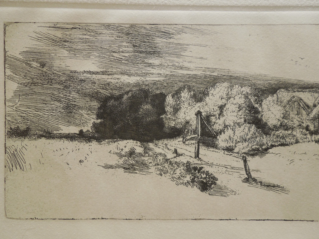 Rembrandt Landscape With Trees Farm Building & Tower Etching By Amand Durand