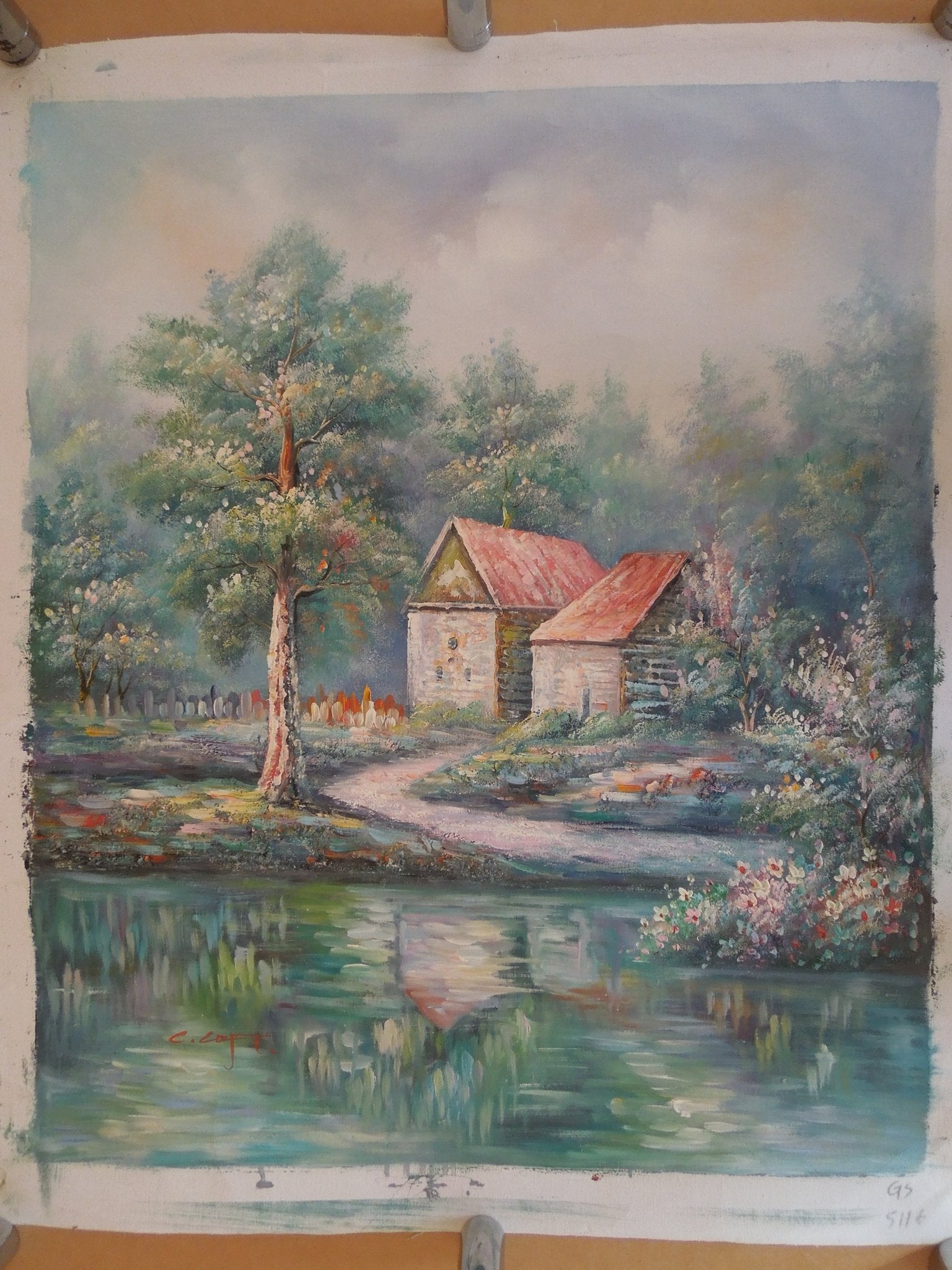 Original Oil Painting Country Cottage
