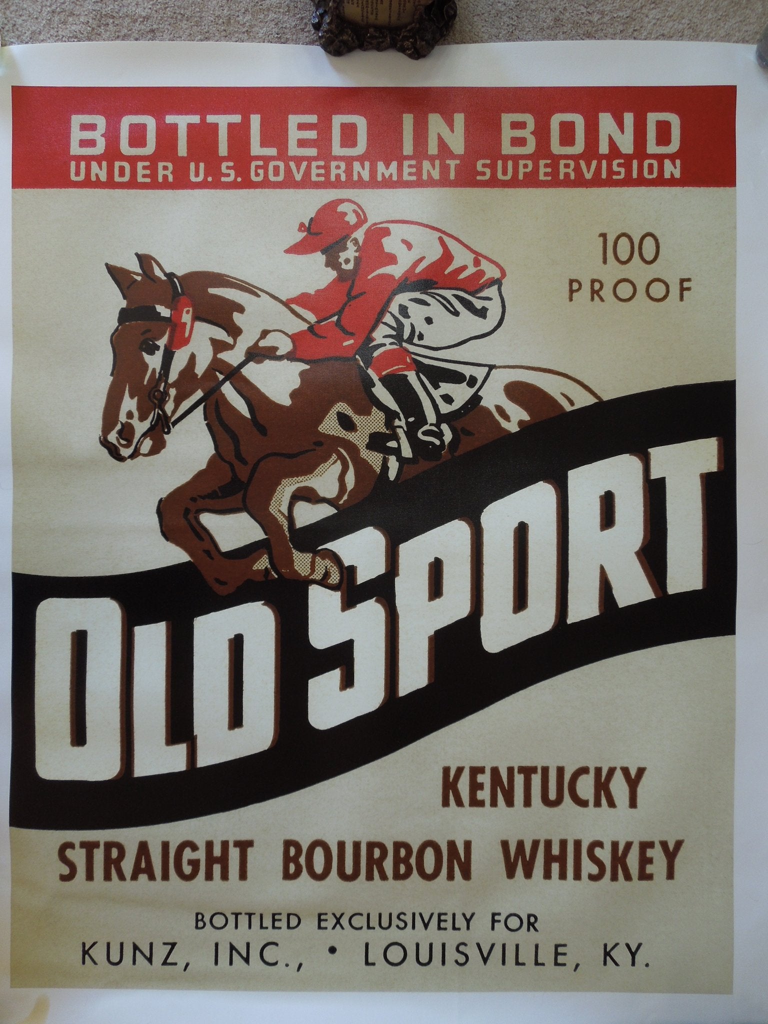 Vintage Booze Labels Old Sport Kentucky Straight Bourbon Whiskey Size: 32 X 40 In.