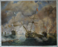 Original Oil Painting Rough Sea Battle
