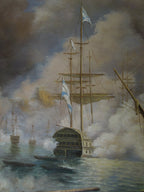Original Oil Painting Rough Sea Battle