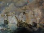 Original Oil Painting Rough Sea Battle