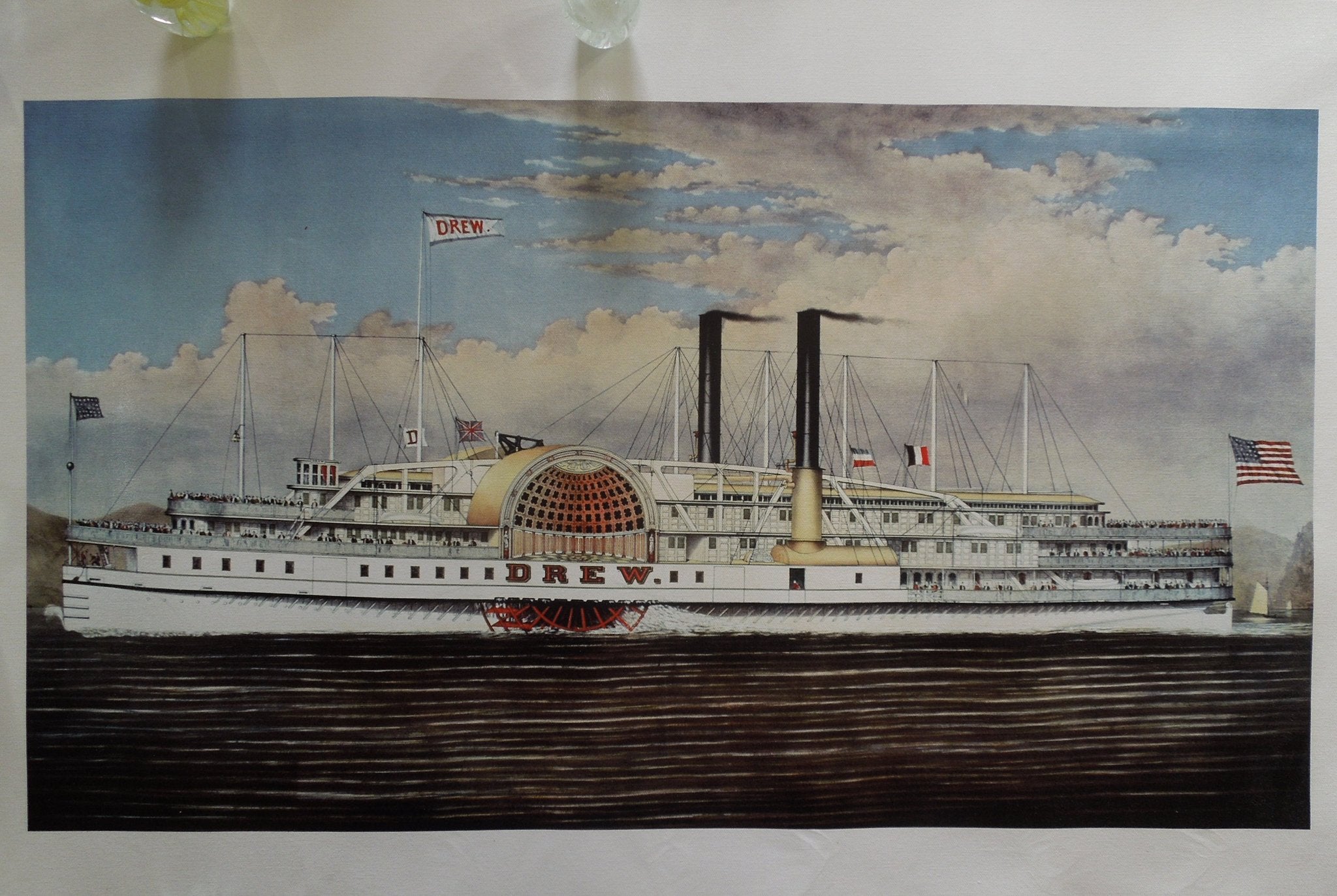 Currier And Ives People's Line Hudson River, The Palace Steamers Of The World