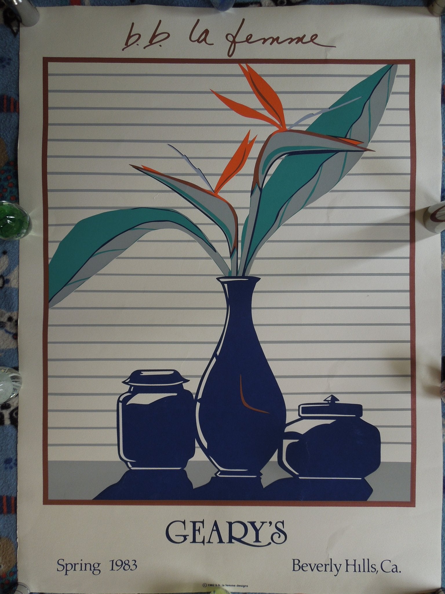 B.B. La Femme BIRD Geary's Beverly Hills 1983 Hand Signed Serigraph 30 x 22