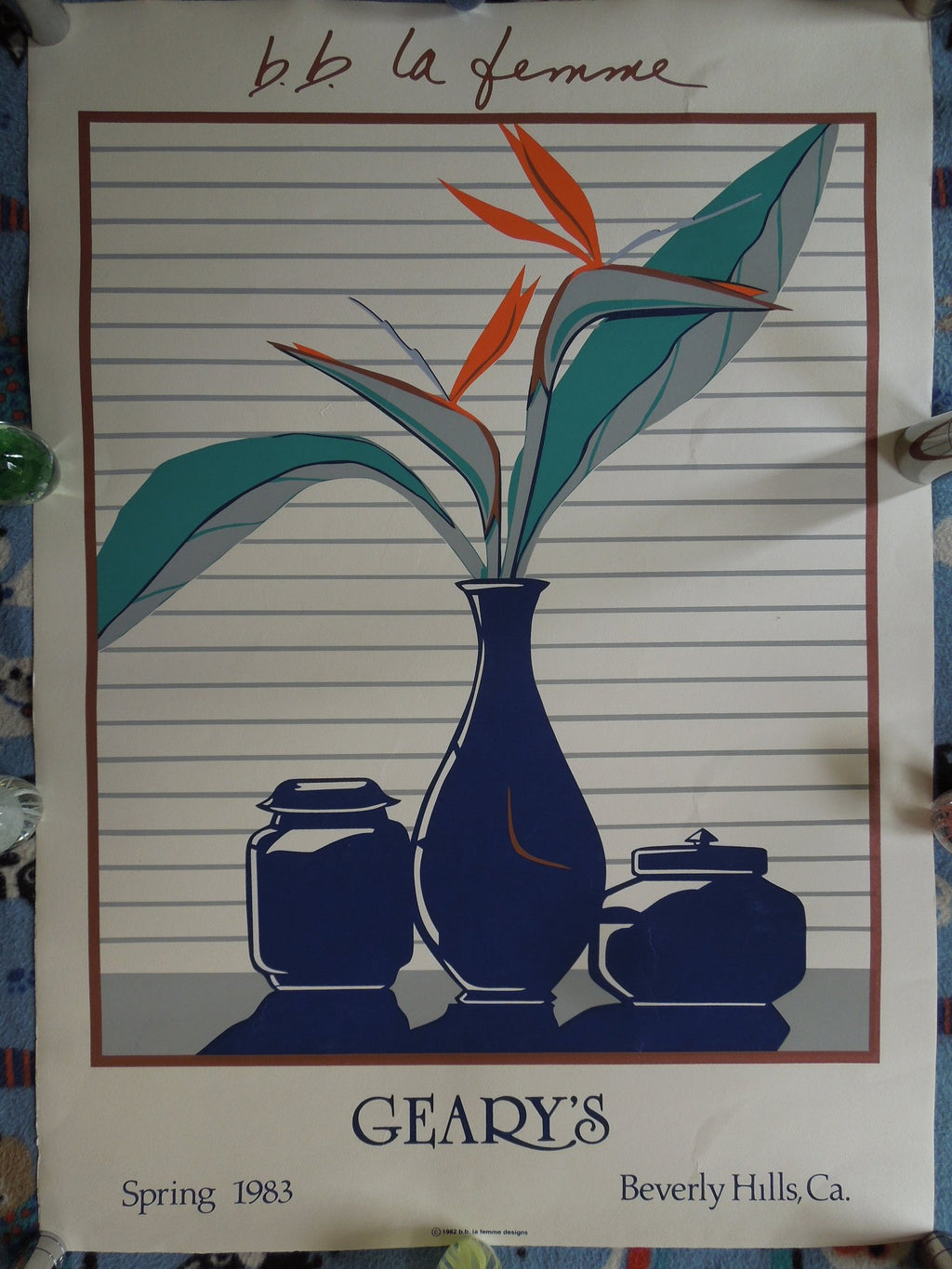 B.B. La Femme BIRD Geary's Beverly Hills 1983 Hand Signed Serigraph 30 x 22