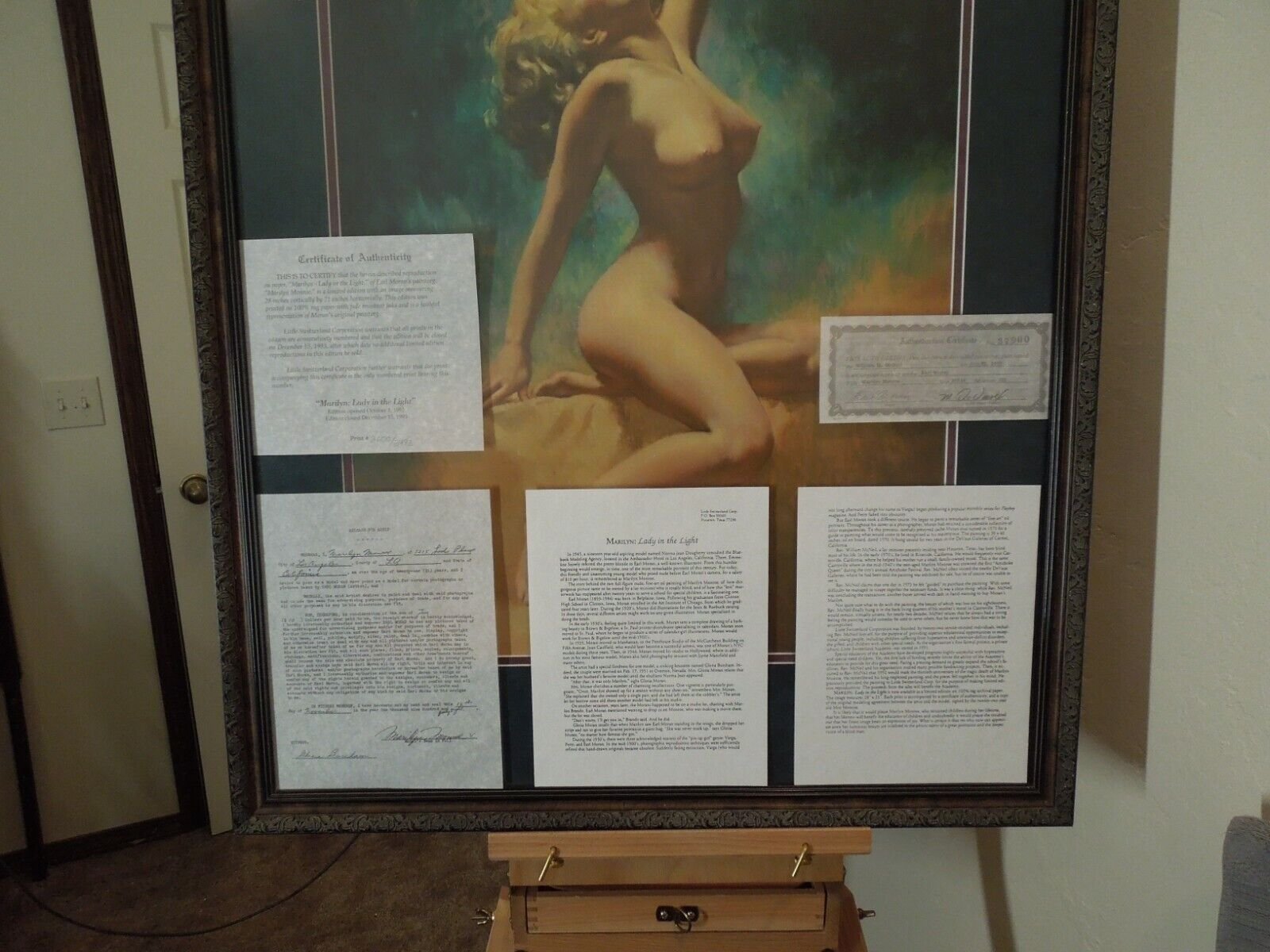 Marilyn Monroe "Lady In The Light" Earl Moran Print Gallery Framed Double Matted