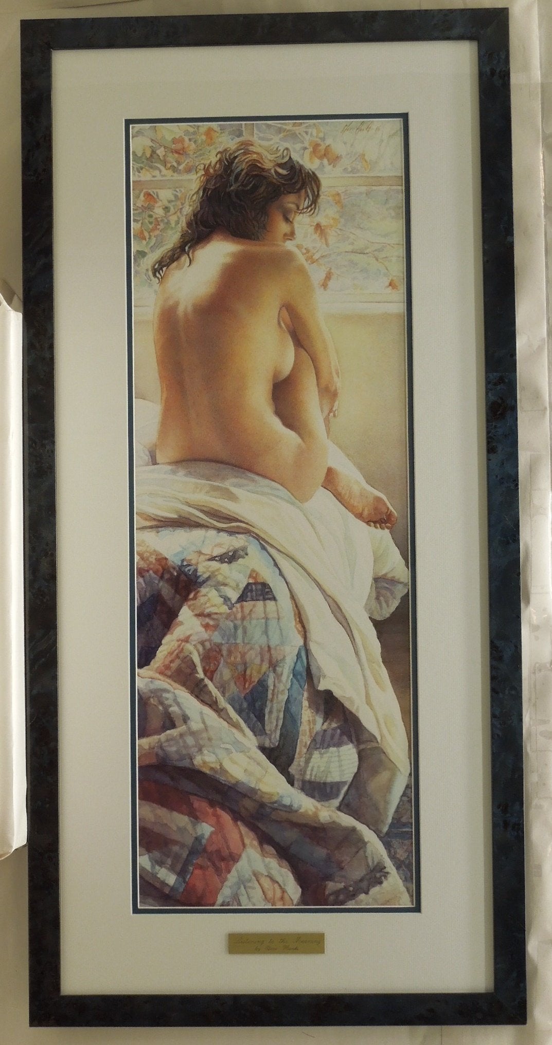 Steve Hanks "Listening To The Morning" Lithograph Print Framed Double Mat