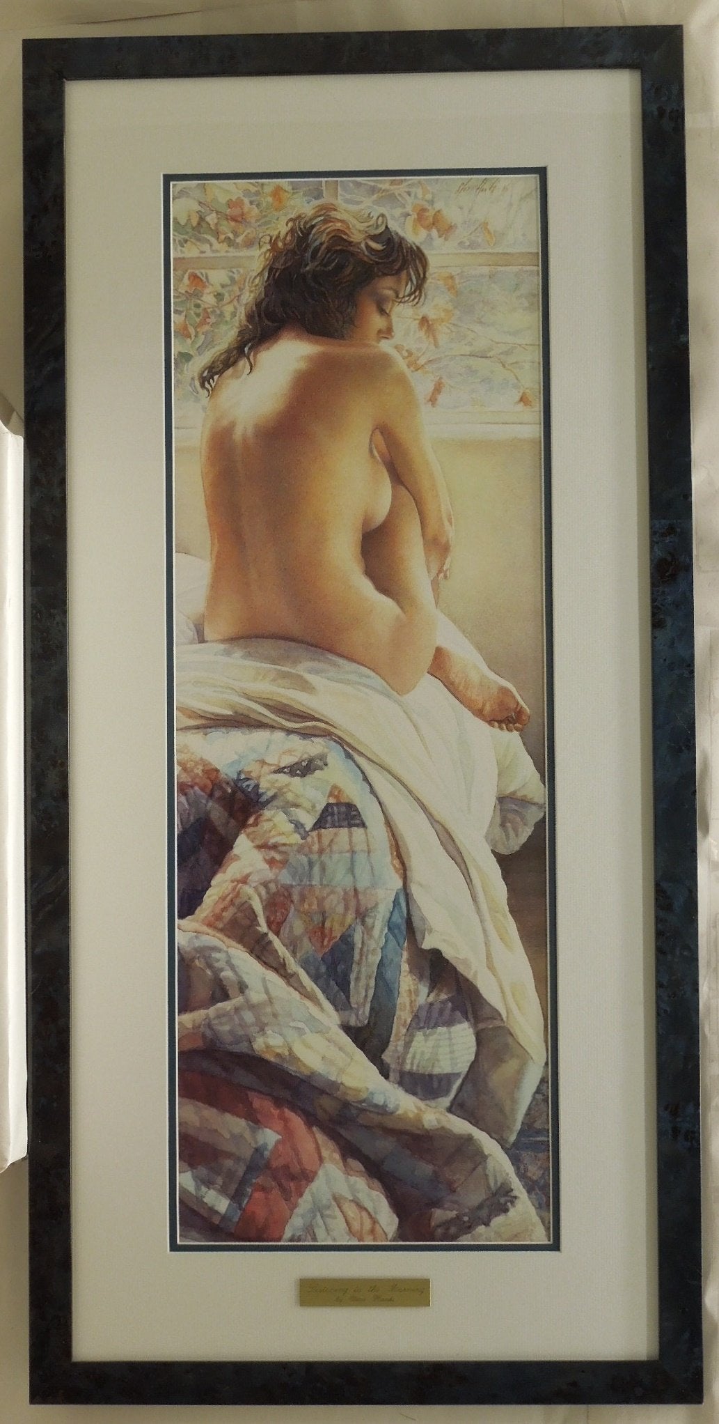 Steve Hanks "Listening To The Morning" Lithograph Print Framed Double Mat