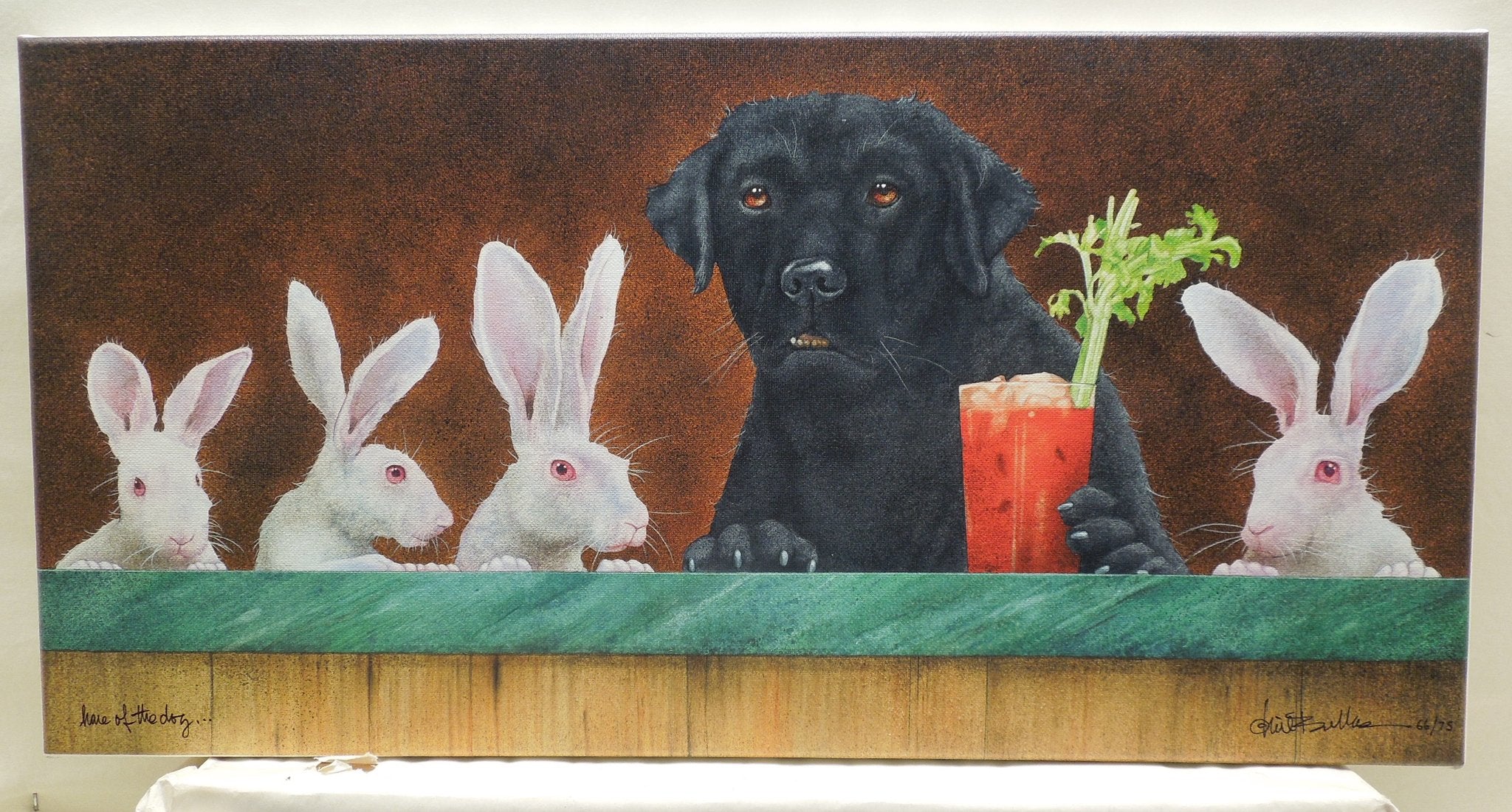 Will Bullas "Hare Of The Dog" Stretched Canvas Print Signed Numbered 66/75