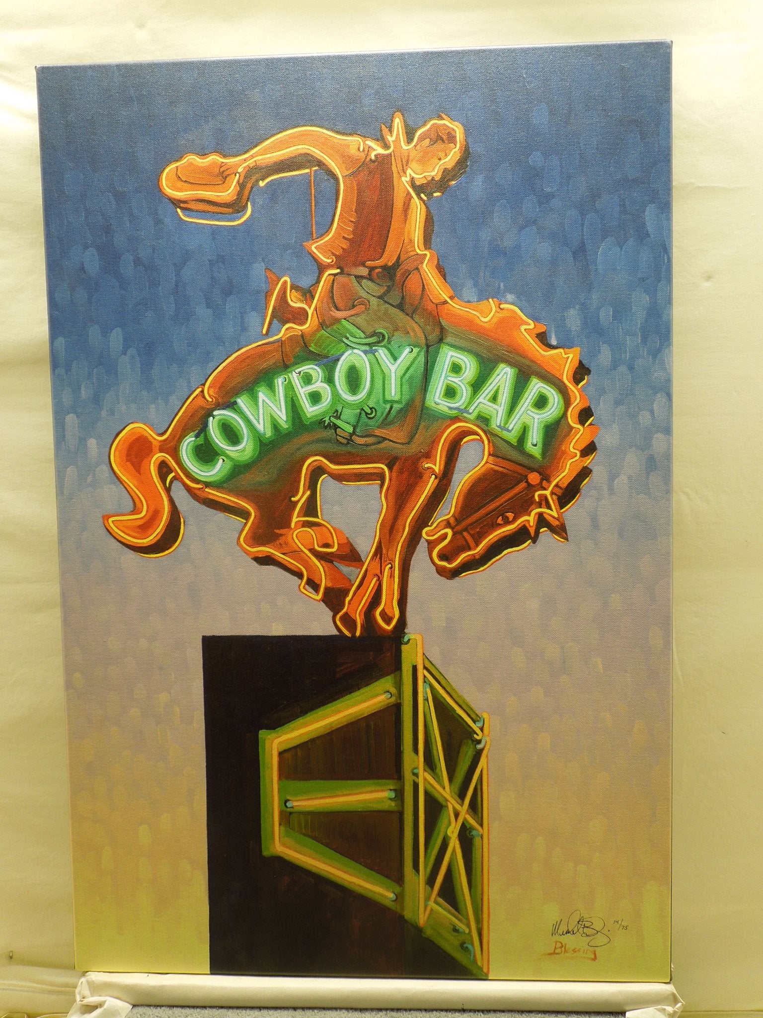 Michael Blessing "Raising The Bar" Stretched Canvas Print Signed Numbered 14/75