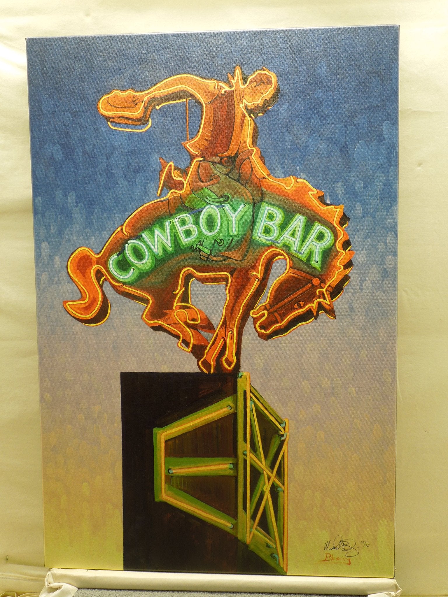 Michael Blessing "Raising The Bar" Stretched Canvas Print Signed Numbered 14/75