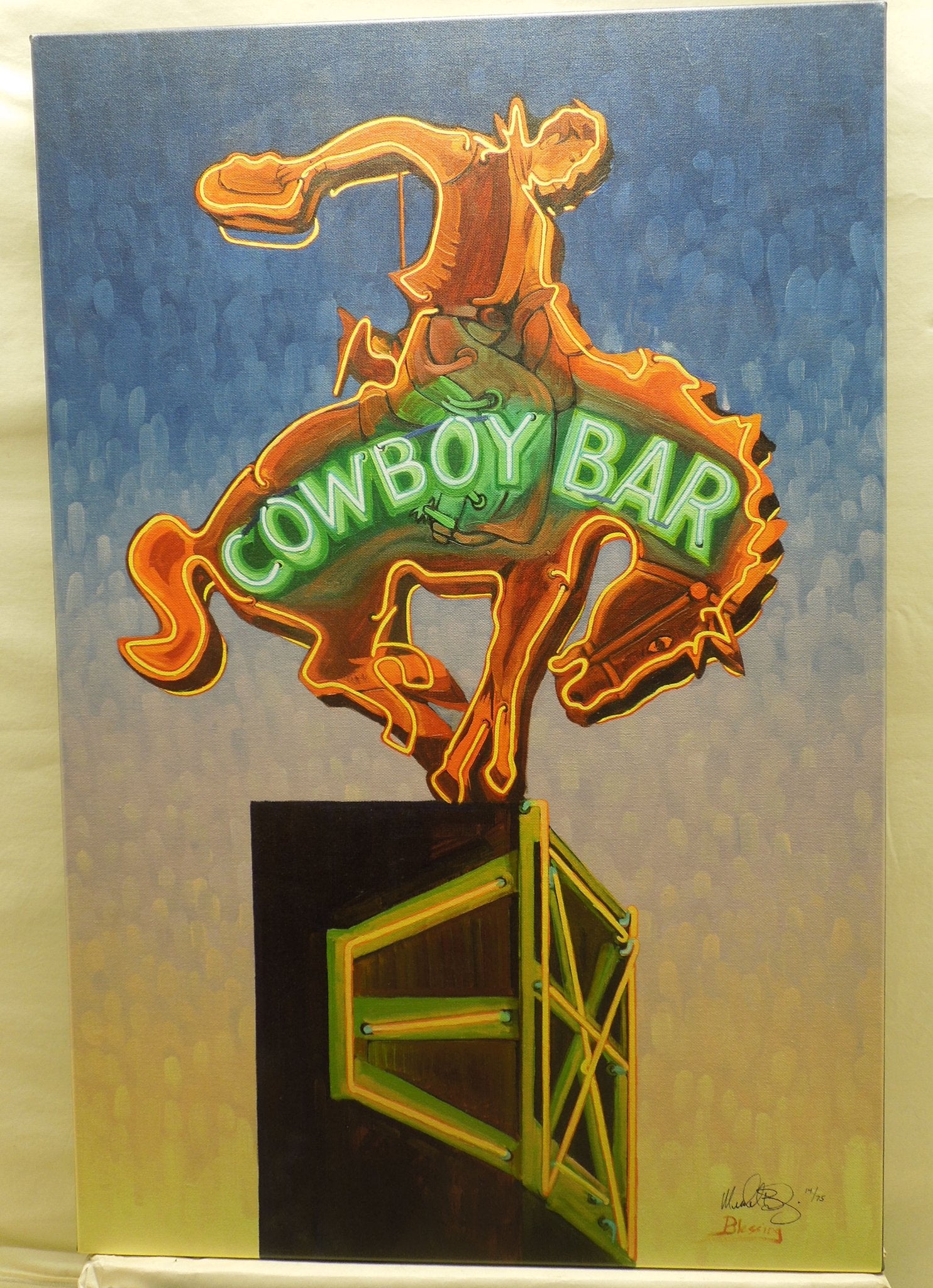 Michael Blessing "Raising The Bar" Stretched Canvas Print Signed Numbered 14/75