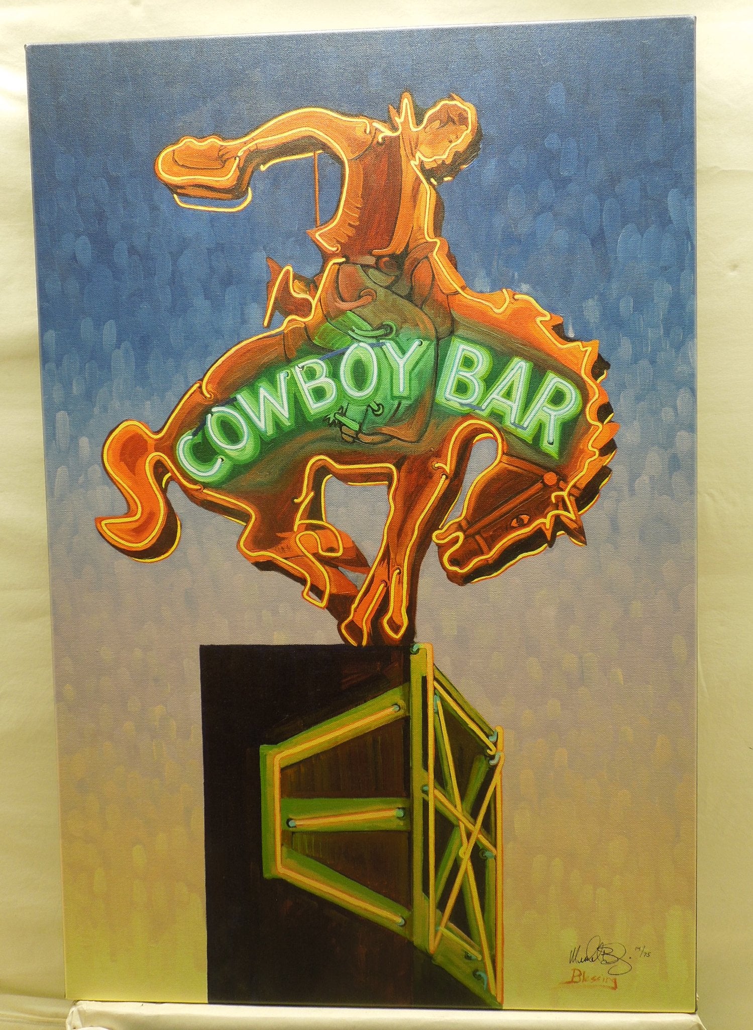 Michael Blessing "Raising The Bar" Stretched Canvas Print Signed Numbered 14/75