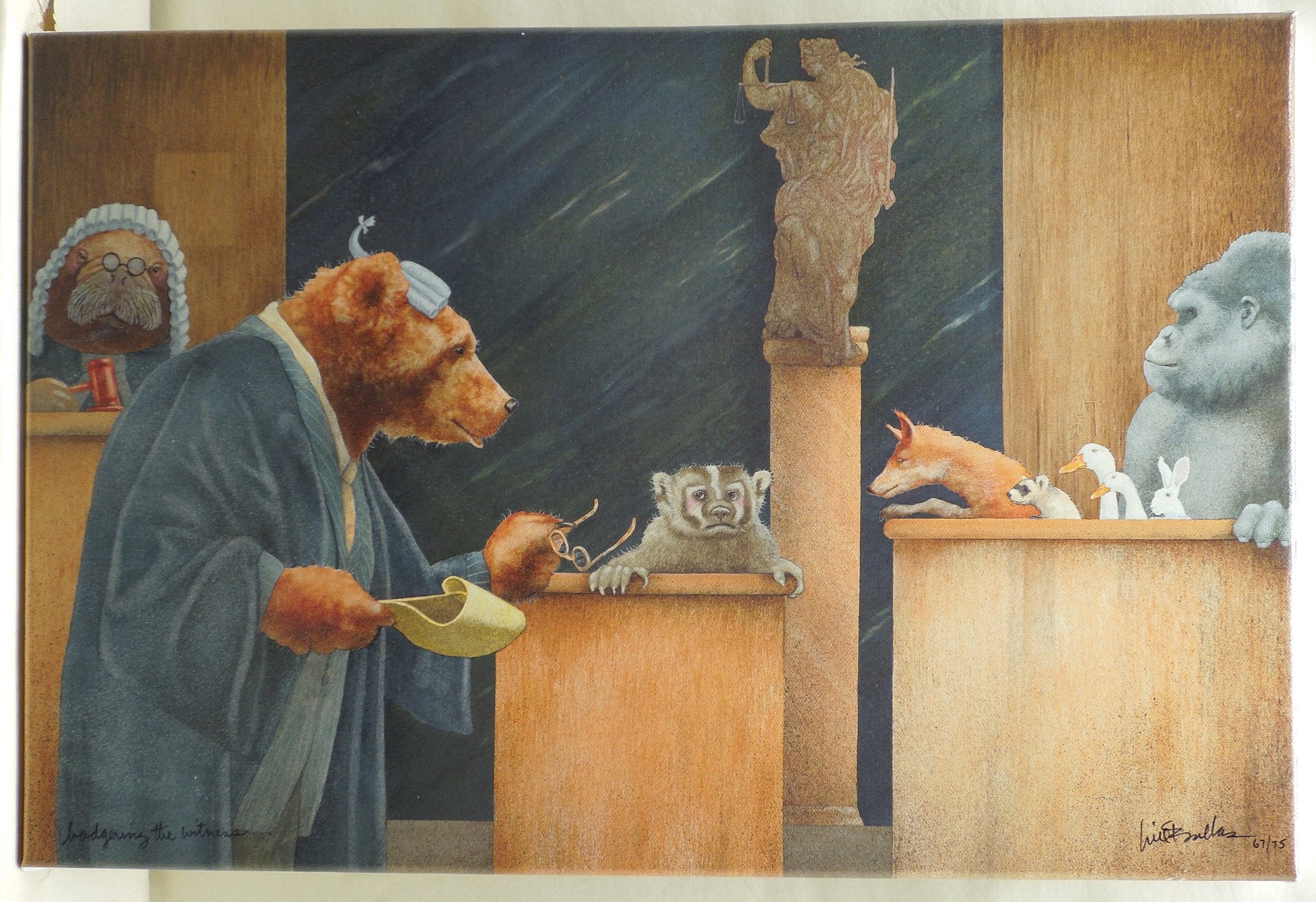 Will Bullas "Badgering The Witness" Stretched Canvas Print Signed Numbered 66/75