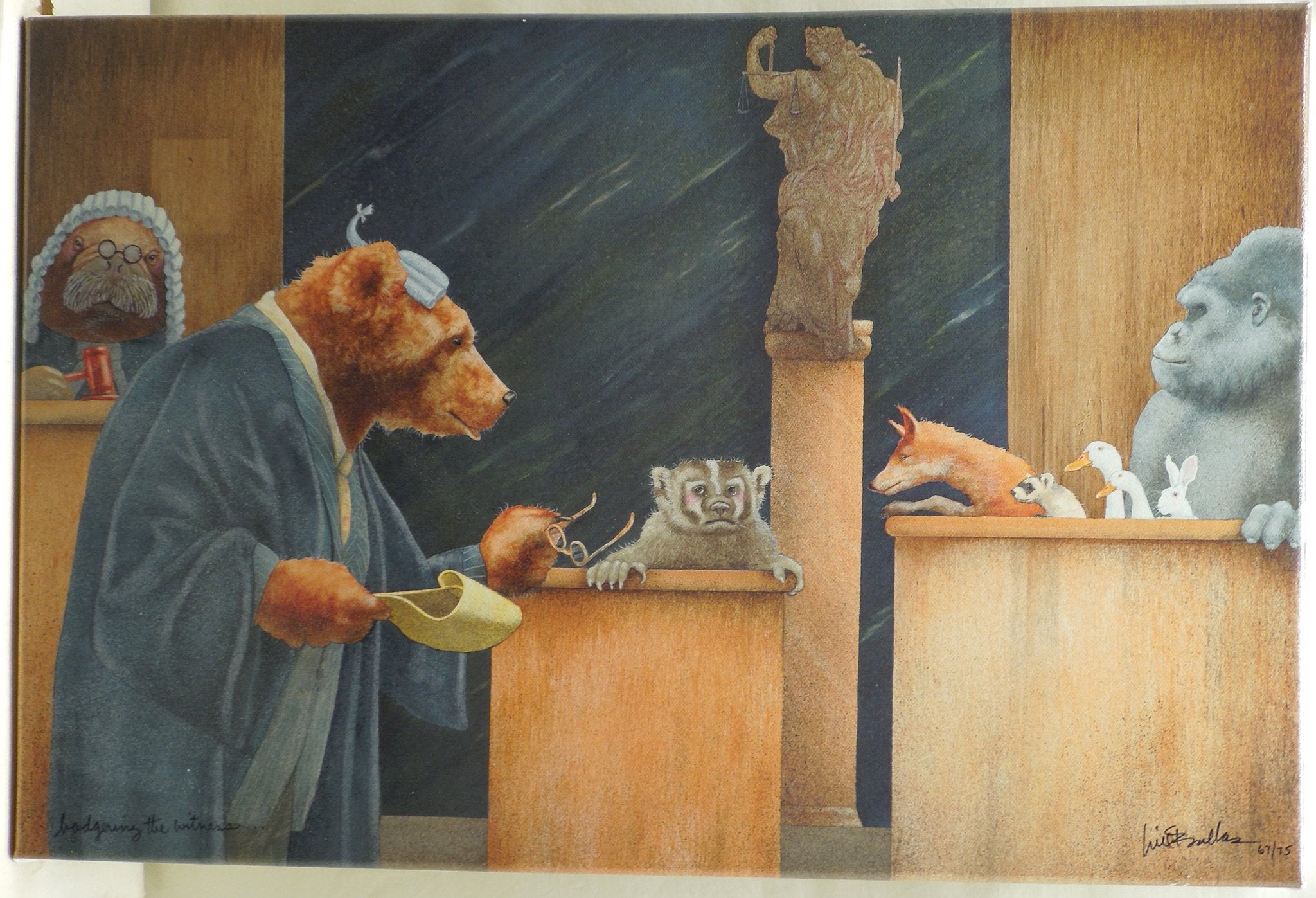 Will Bullas "Badgering The Witness" Stretched Canvas Print Signed Numbered 66/75