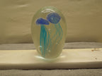 Art Glass Teal Jellyfish 6 Inch Glow In The Dark