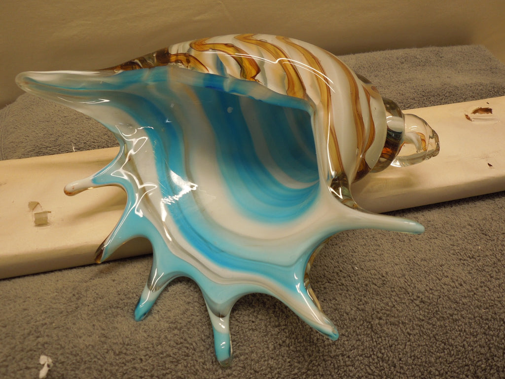 Art Glass Striped Conch Shell
