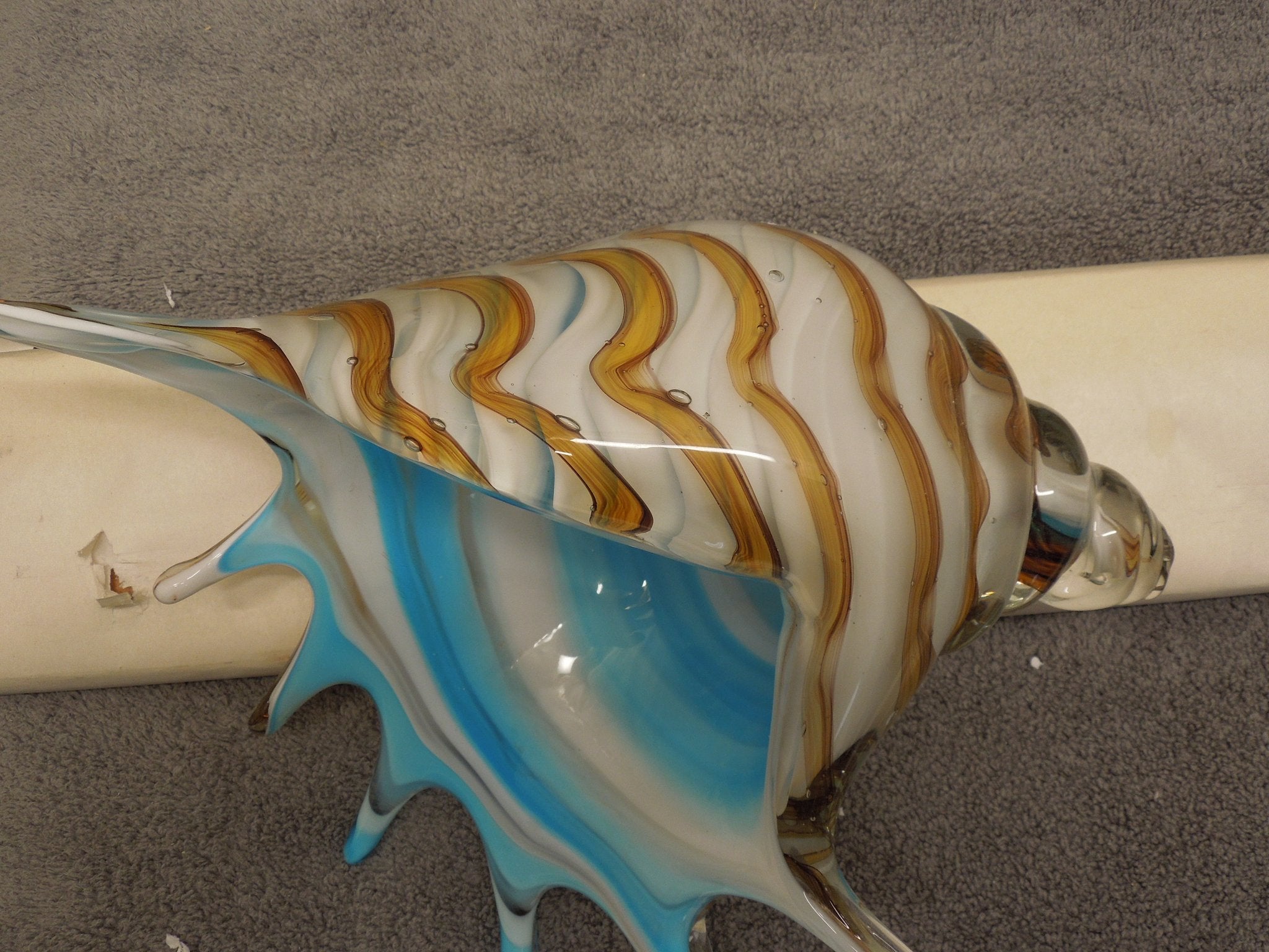 Art Glass Striped Conch Shell