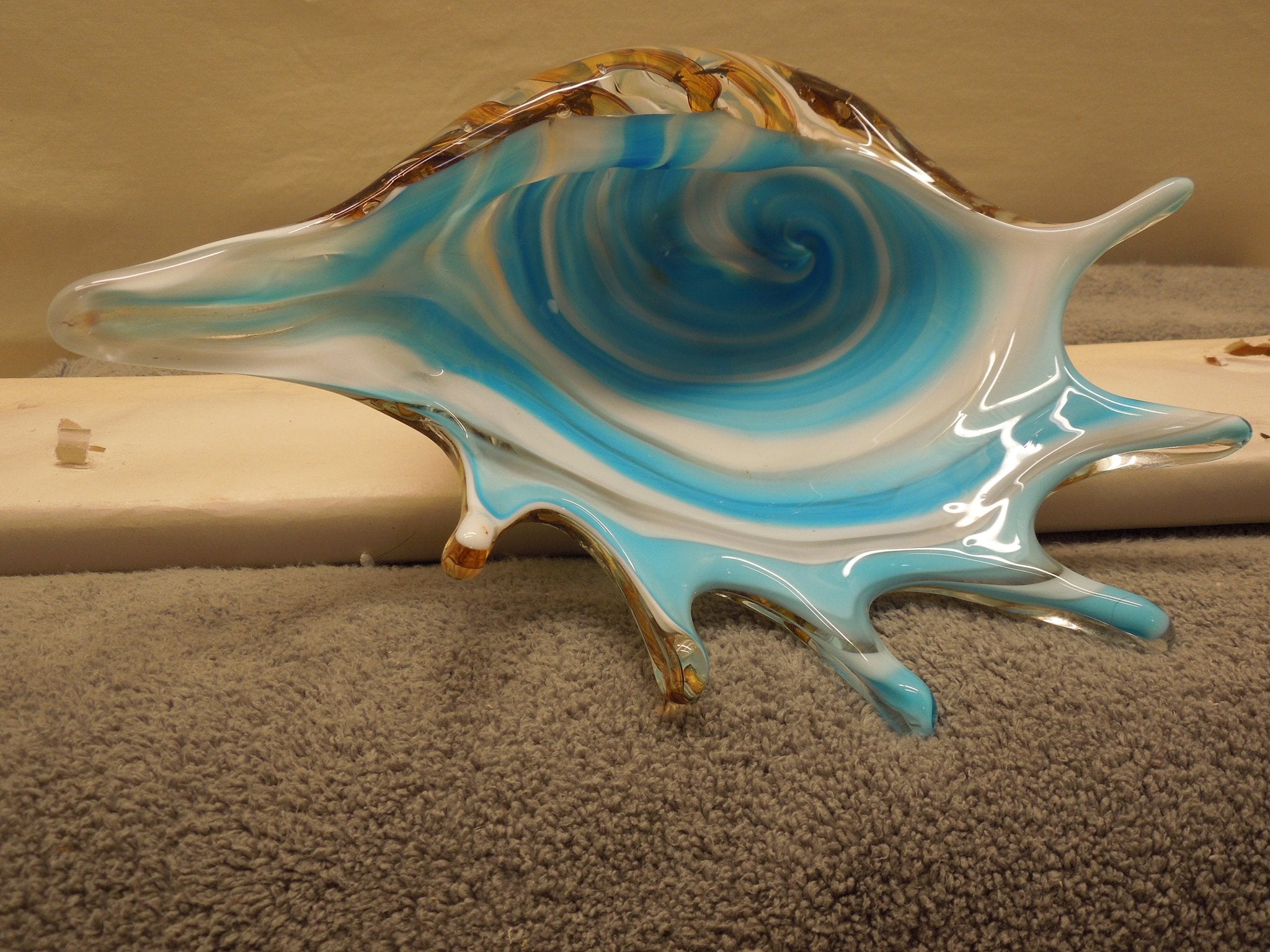 Art Glass Striped Conch Shell