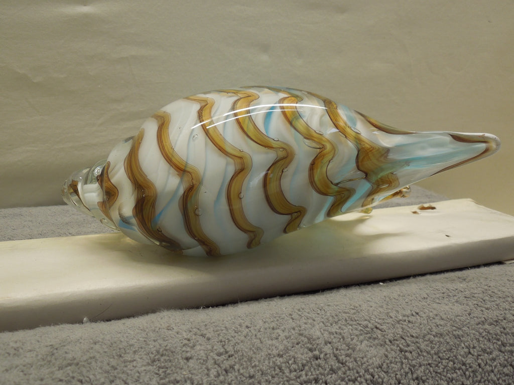 Art Glass Striped Conch Shell