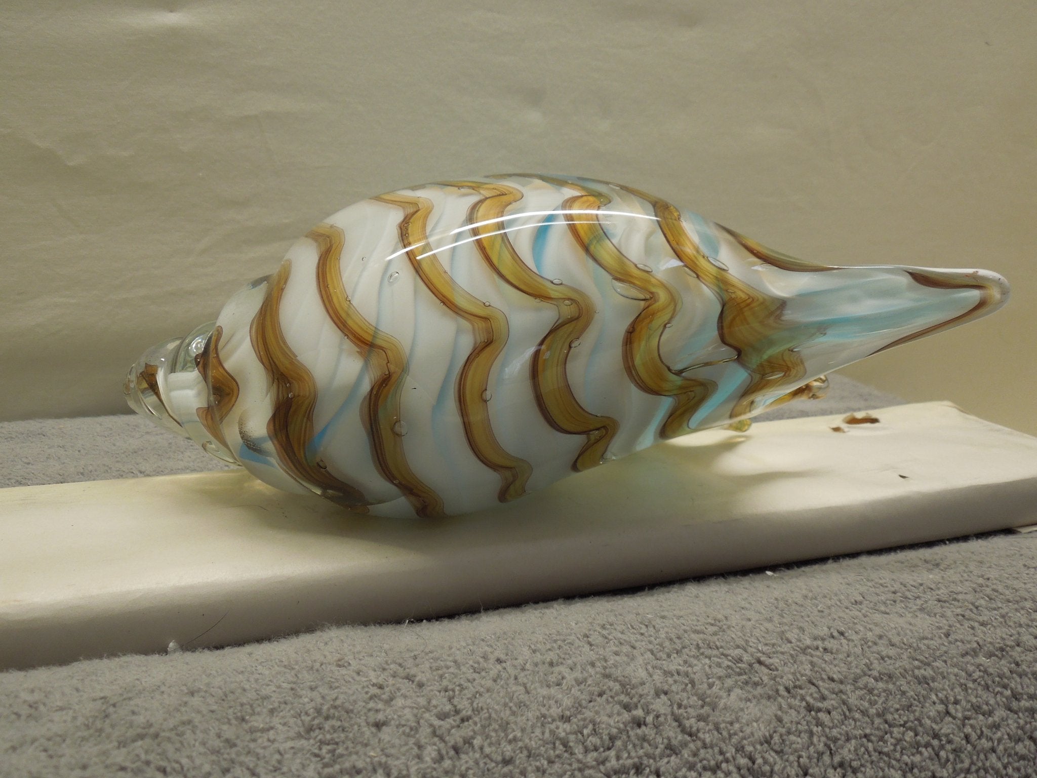 Art Glass Striped Conch Shell