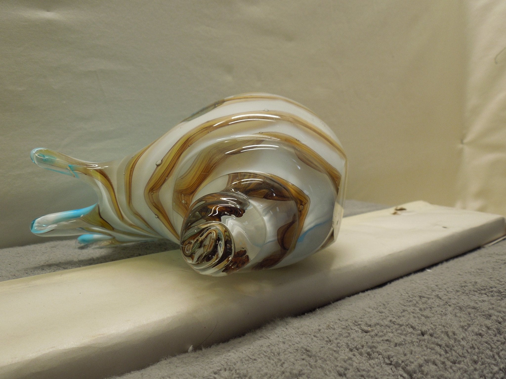 Art Glass Striped Conch Shell
