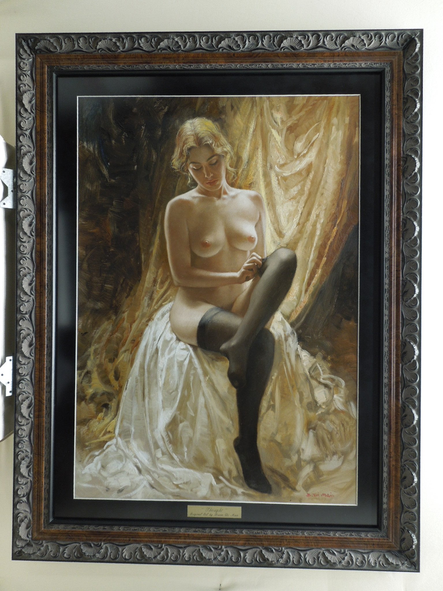 Bruno Di Maio "Thought" Gallery Framed Hand Signed Original Oil Painting