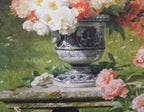 Louis Marie Lemaire - Peonies In An Urn In A Garden